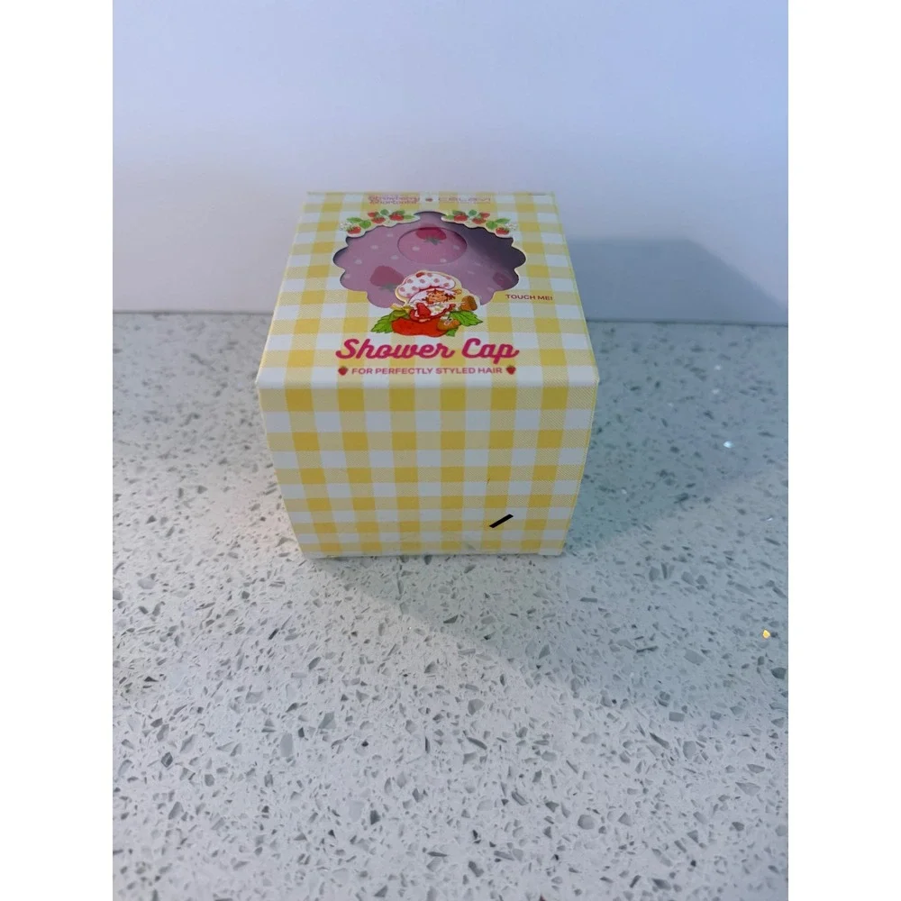 Celavi Strawberry Shortcake Shower Cap Waterproof Pink Strawberry Print New